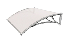 Козырек Krovent из поликарбоната 1500х930х280 молочный (серебристый кронштейн)