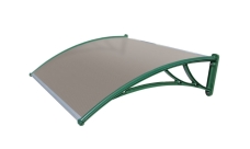 Козырек Krovent из поликарбоната 1500х930х280 серебристый (зеленый кронштейн)