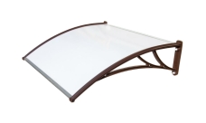 Козырек Krovent из поликарбоната 1500х930х280 молочный (коричневый кронштейн)