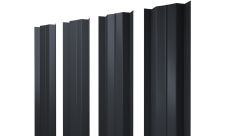 Штакетник М-образный B с прямым резом Grand Line 0,45 Drap TX RAL 7024 мокрый асфальт