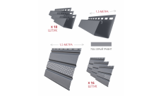 Комплект Софит Grand Line Classic частично перфорированный 1,5м серый графит (16шт) и Профиль J Grand Line Standart 1,5м серый графит (18шт)