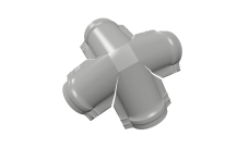 Четверник конька полукруглого 0,5 Satin с пленкой RAL 9006 бело-алюминиевый