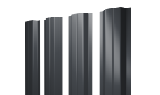 Штакетник П-образный A с прямым резом Grand Line 0,5 Satin Matt RAL 7024 мокрый асфальт