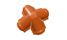 Четверник конька малого полукруглого 0,45 PE с пленкой RAL 2004 оранжевый