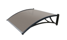 Козырек Krovent из поликарбоната 1200х930х280 бронзовый (черный кронштейн)