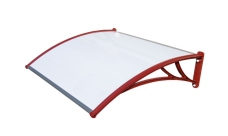 Козырек Krovent из поликарбоната 1200х930х280 молочный (красный кронштейн)