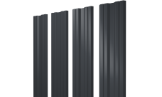Штакетник Twin с прямым резом Grand Line 0,45 Drap-double TX RAL 7024 мокрый асфальт