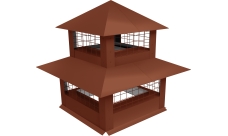 Дымник на трубу двойной с сеткой 630х630мм 0,5 Satin Matt TX с пленкой RAL 8004 терракота